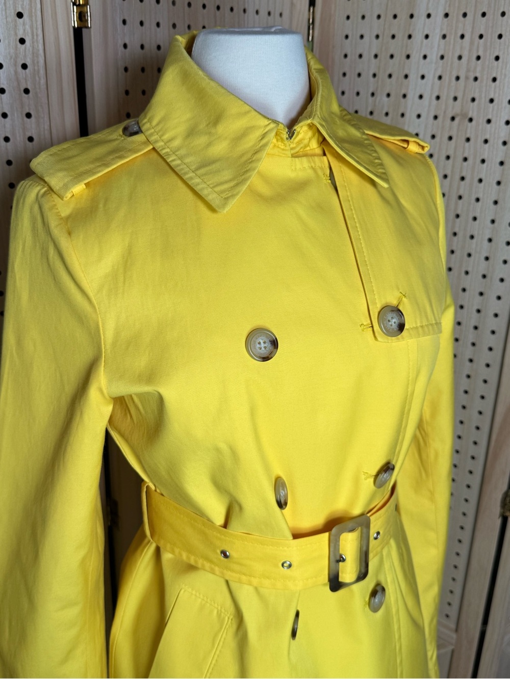 Lauren Ralph Lauren Yellow Trench Coat Jacket Size Small Cotton Blend l Raincoat - Picture 3 of 13